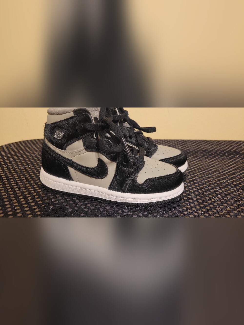 Nike Kids High-Top Sneakers in Black and Gray with Hair-On Texture